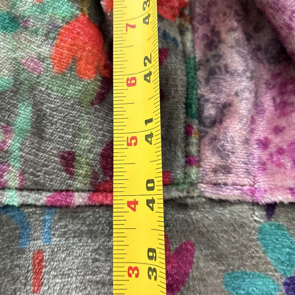 Natural Life Long Cozy Patchwork Blanket Kimono Pink Trim S/M Sherpa Lined Boho - Picture 15 of 16